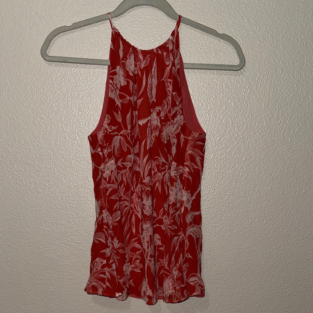Ann Taylor size 6 100% silk coral floral tank top New w/out tags